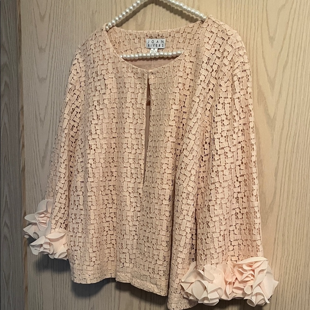 Joan Rivers Blush Textured Top with Ruffle Cuffs